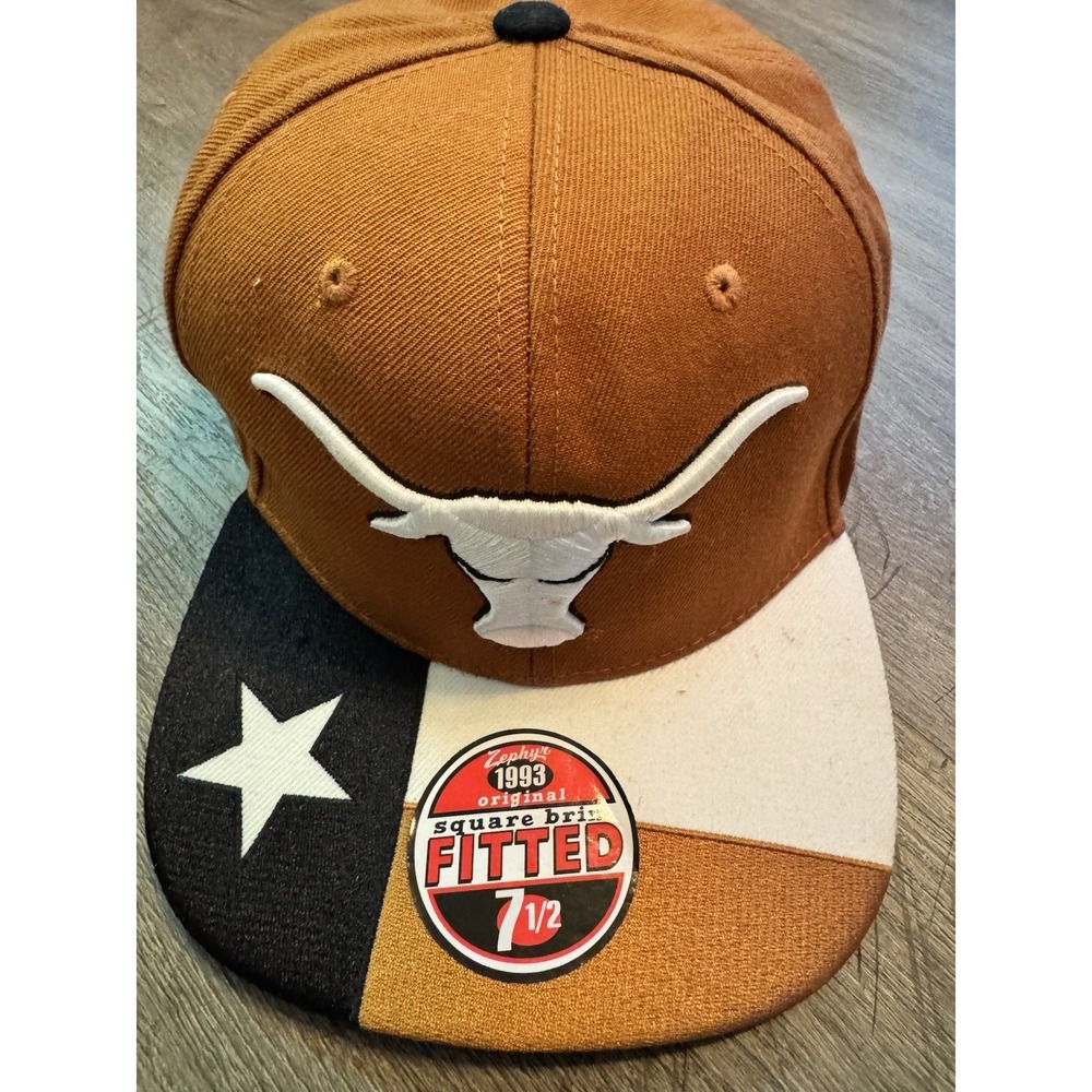 Zephyr Texas Longhorns Fitted Hat 7 1/2 Texas Flag Brim NCAA Z-Hats